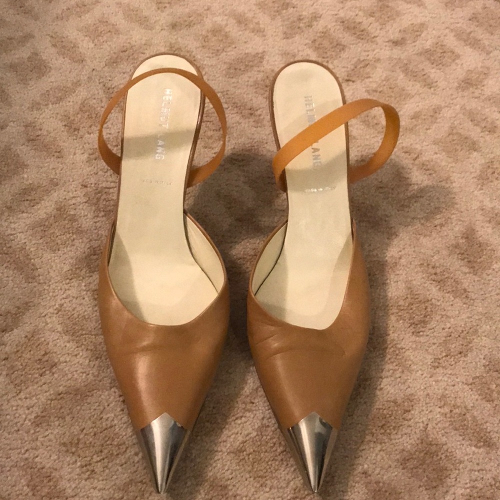Original Helmut Lang Leather Slingback w Metal Tip